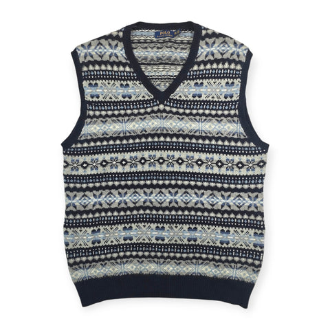 Polo Ralph Lauren Fair Isle Knit Vest Jumper Grey Men's XXL