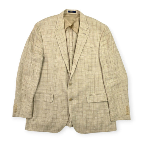 Polo Ralph Lauren Silk Linen Plaid Sportscoat Blazer Jacket Men's 46R