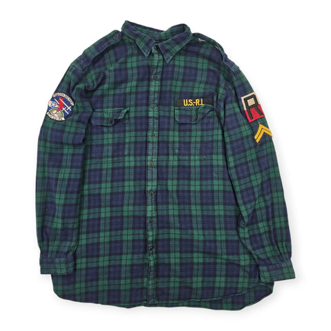 Polo Ralph Lauren Military Patches Long Sleeve Tartan Shirt Men's XXL