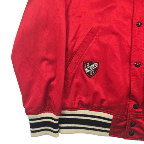 Polo Ralph Lauren Tiger Spellout Satin Varisty Jacket Red Men's Large