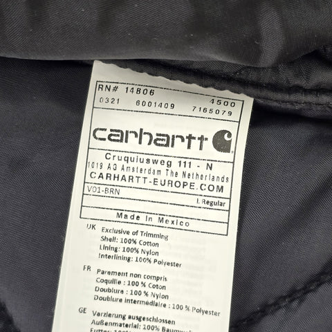 Carhartt Workwear Quilt Lined Vest Gilet Jacket Brown Men's Large