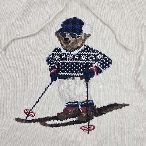 Polo Ralph Lauren Ski Bear Knitted Hoodie Jumper Cream Men's XXL