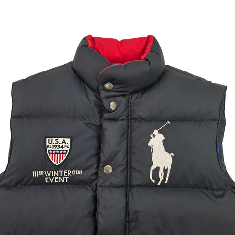 Polo Ralph Lauren USA Big Pony Down Puffer Gilet Jacket Black Men's Medium