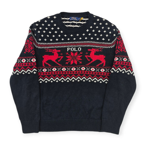 Polo Ralph Lauren Reindeer Nordic Fair Isle Christmas Jumper Men's Large