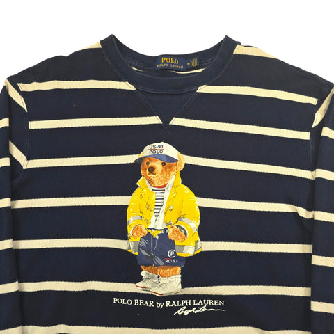Polo Ralph Lauren Bear Spellout Striped Sweatshirt Men's Medium
