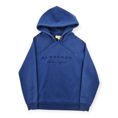 Burberry London Spellout Pullover Hoodie Blue Men's Medium