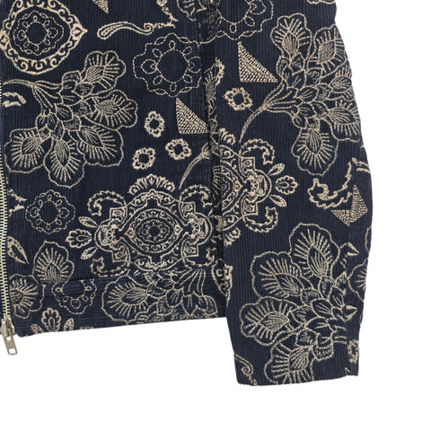 Wax London Park Floral Embroidered Corduroy Harrington Jacket Men's Small