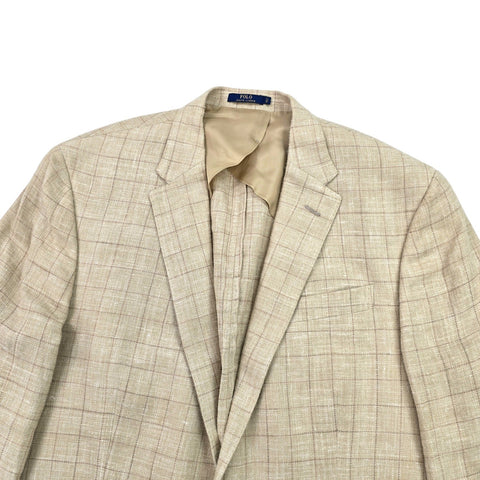 Polo Ralph Lauren Silk Linen Plaid Sportscoat Blazer Jacket Men's 46R