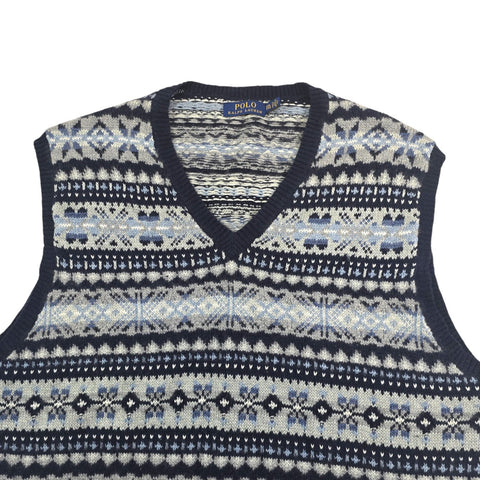 Polo Ralph Lauren Fair Isle Knit Vest Jumper Grey Men's XXL