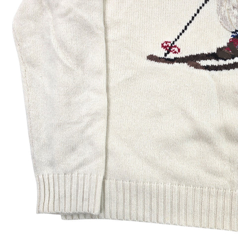 Polo Ralph Lauren Ski Bear Knitted Hoodie Jumper Cream Men's XXL