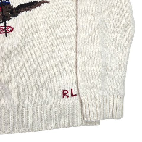 Polo Ralph Lauren Ski Bear Knitted Hoodie Jumper Cream Men's XXL