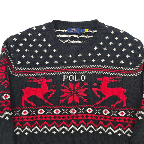 Polo Ralph Lauren Reindeer Nordic Fair Isle Christmas Jumper Men's Large