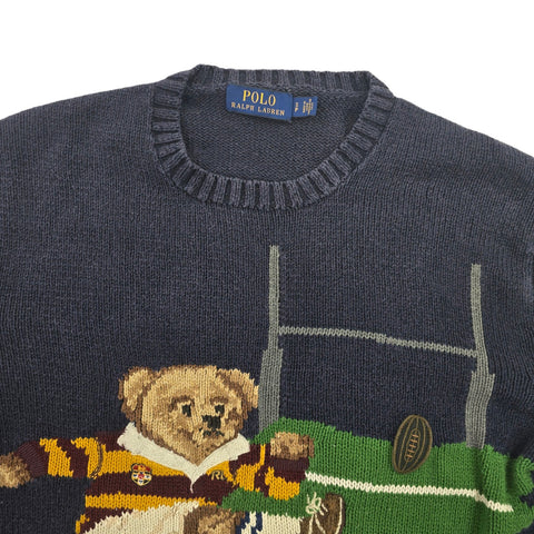 Polo Ralph Lauren Rugby Bear Knitted Jumper Blue Men's Medium