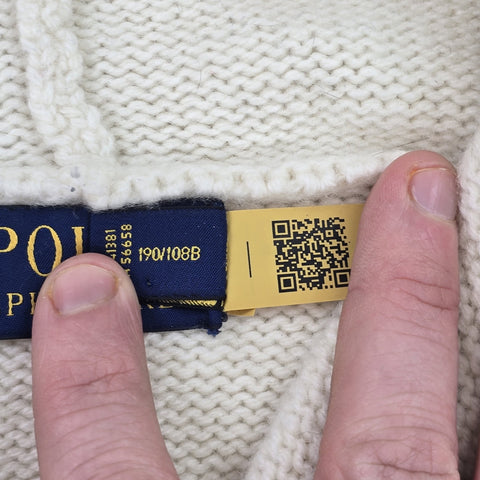 Polo Ralph Lauren Ski Bear Knitted Hoodie Jumper Cream Men's XXL