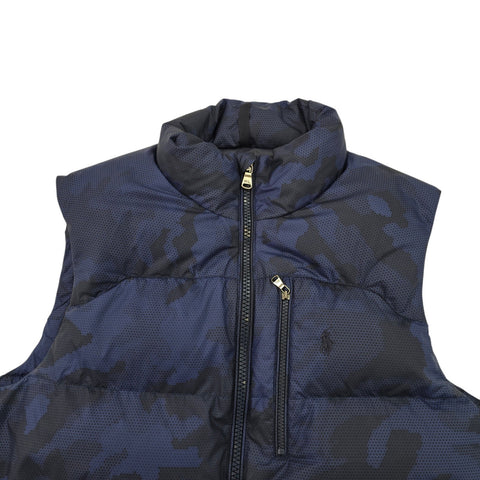 Polo Ralph Lauren Gorham Down Puffer Camo Gilet Jacket Blue Men's Large