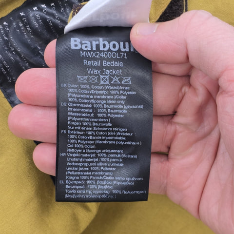 Barbour Retail Bedale Wax Jacket Brown Men's Medium