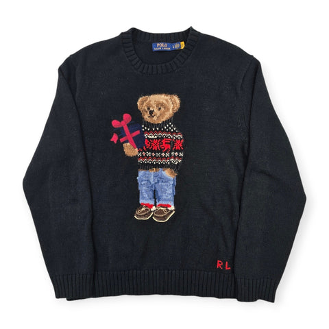 Polo Ralph Lauren Bear Knitted Jumper Black Men's Large