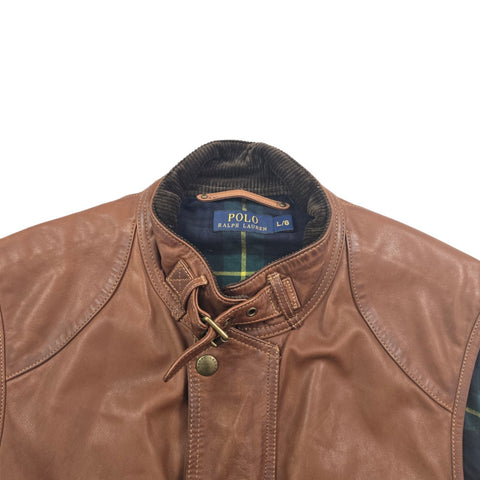 Polo Ralph Lauren Leather Hunting Vest Gilet Jacket Brown Men's Large