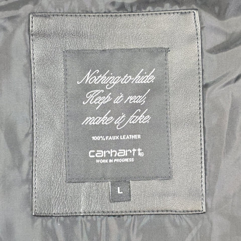Carhartt WIP Detroit Faux Leather Bomber Jacket Black Men's Large